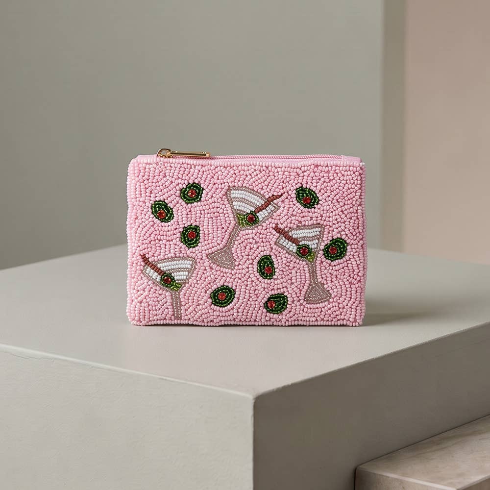 Beaded Martini Cocktail Coin Pouch