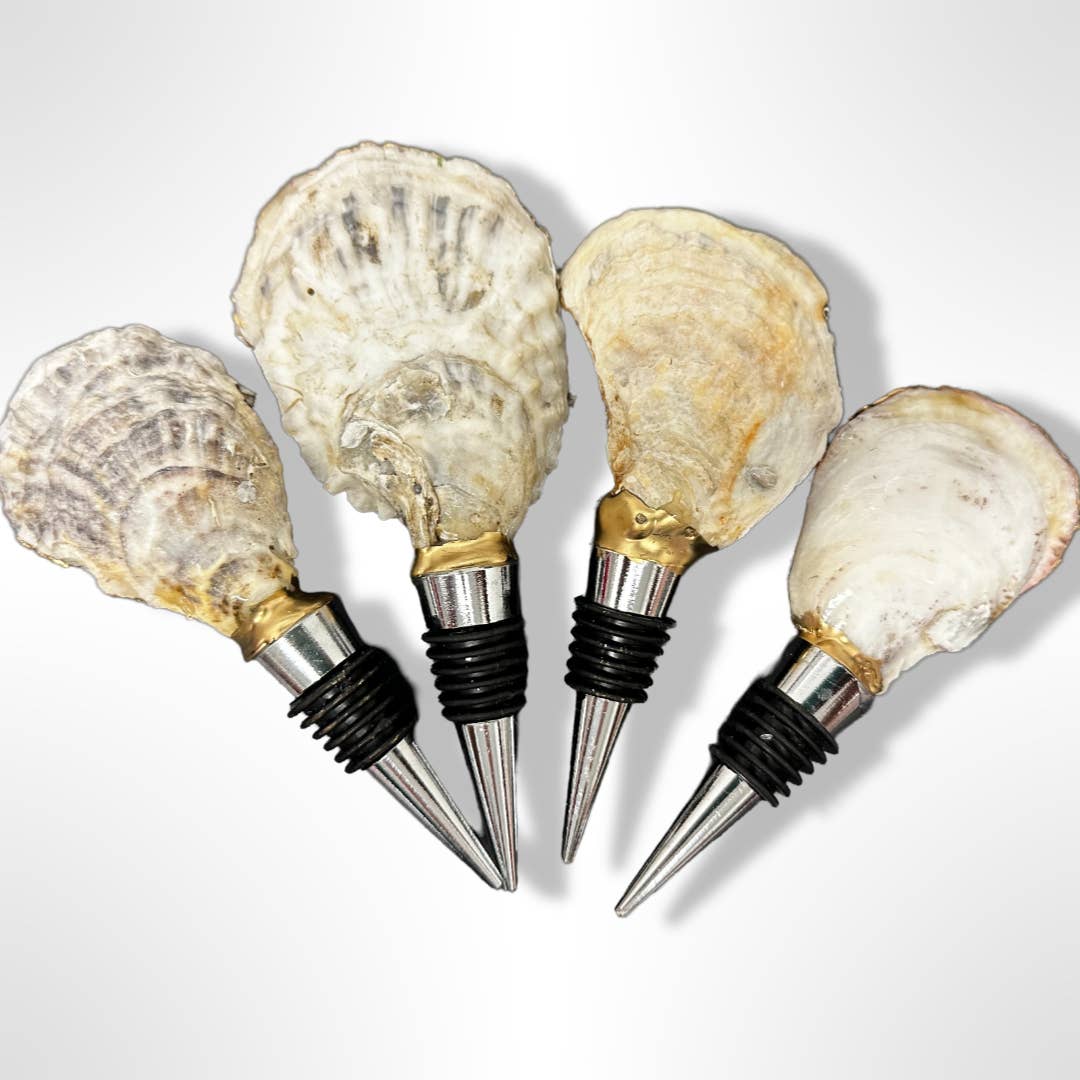 Vintner’s Palette Oyster Shell Wine Stopper – Gold Rim