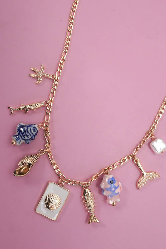 CHARM NECKLACE-OCEAN INSPIRED PORCELAIN FISH  | 80N92143