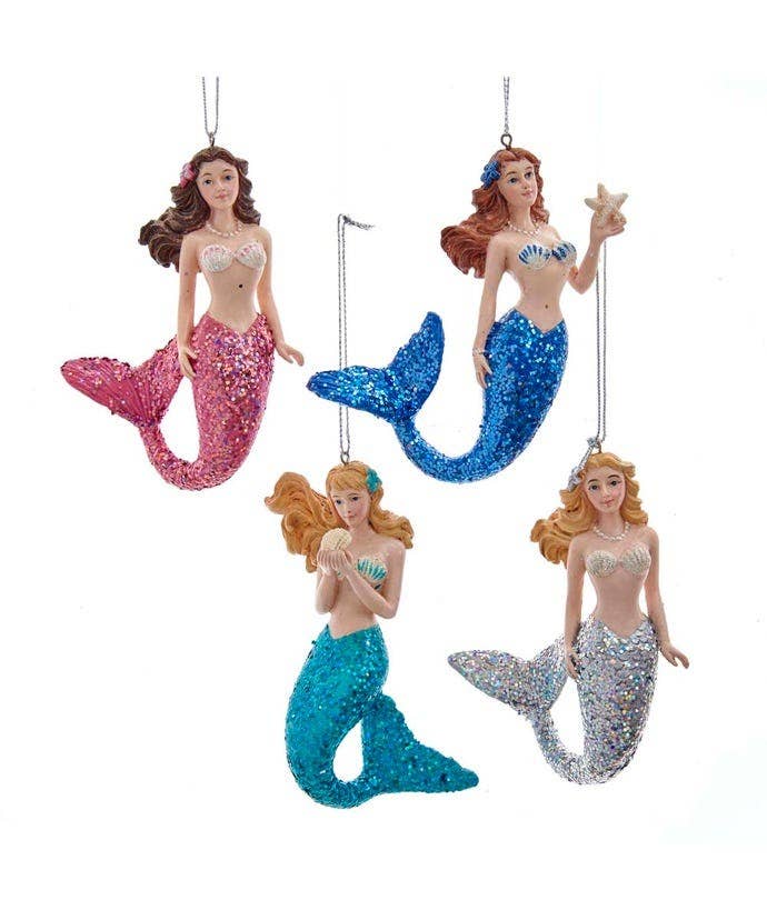 4.25"RESIN MERMAID W/GLITTER TAIL 4/A