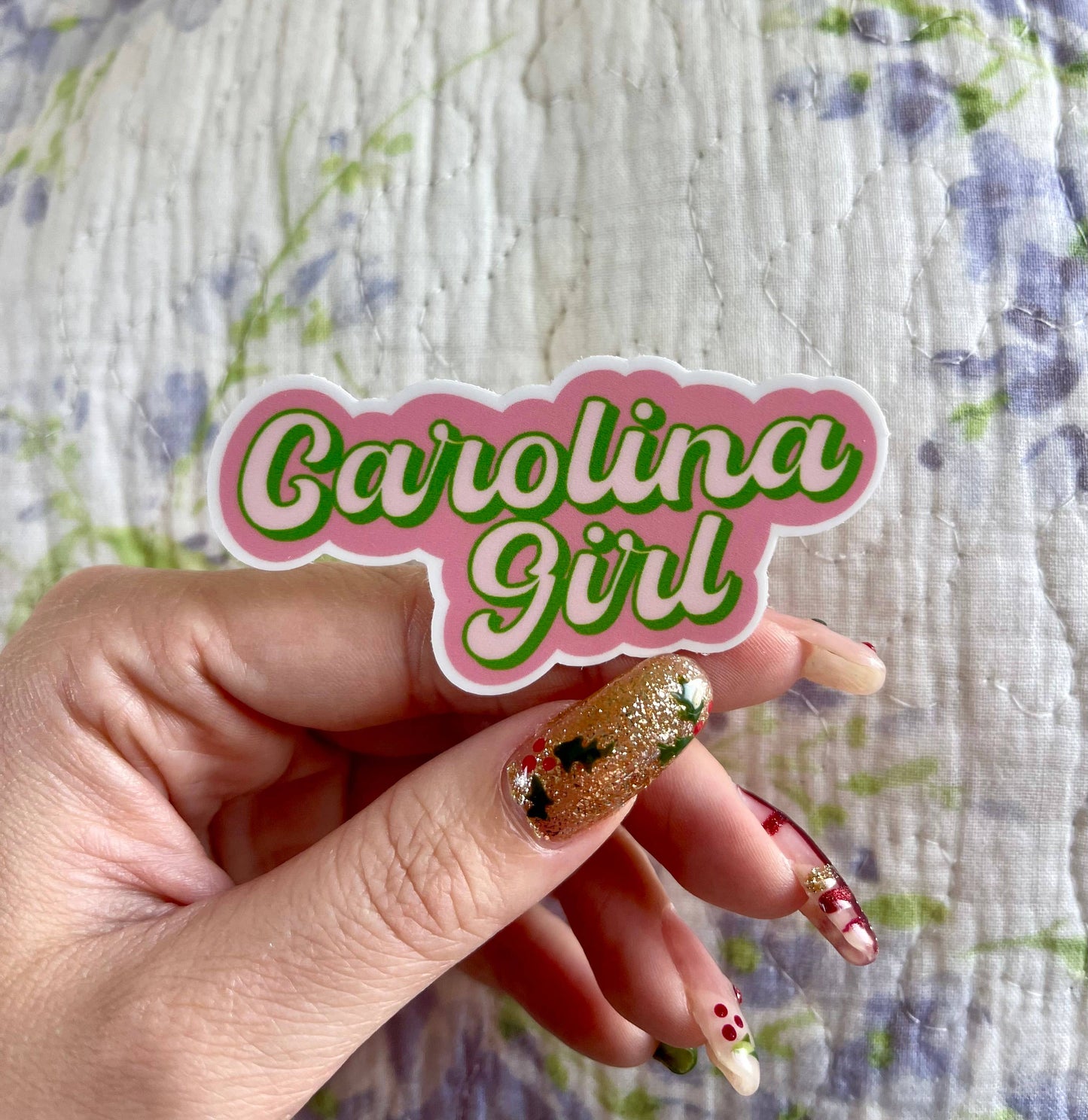 Carolina Girl North or South Pink and Green Vinyl Sticker
