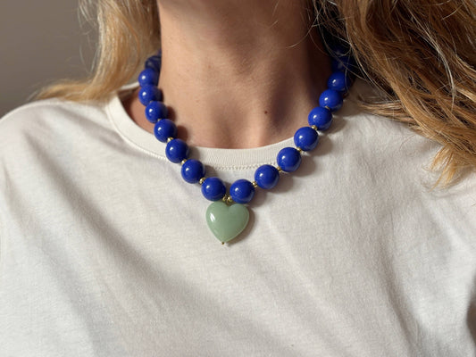 ALMA NECKLACE - ROUND PEARL / BALL NECKLACE: Pêche