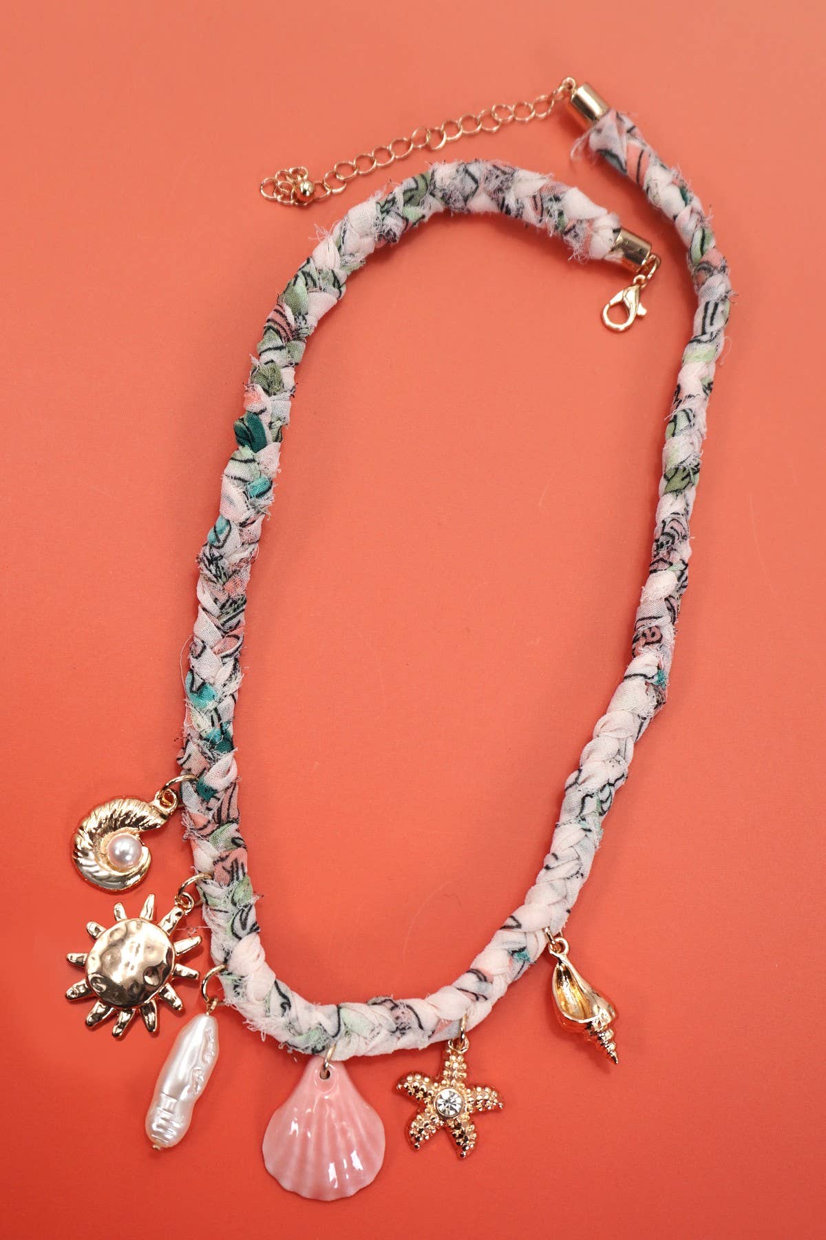 Starfish Sea Shell Scarf Charm Necklace