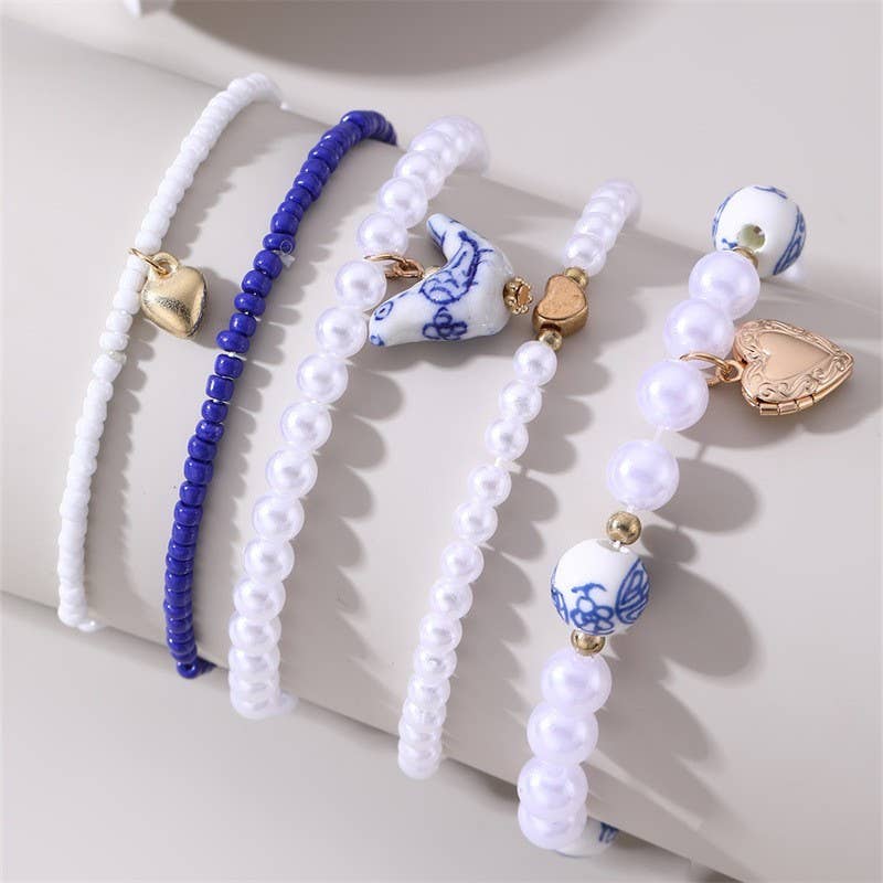 Blue Bow Multi Bracelet Set