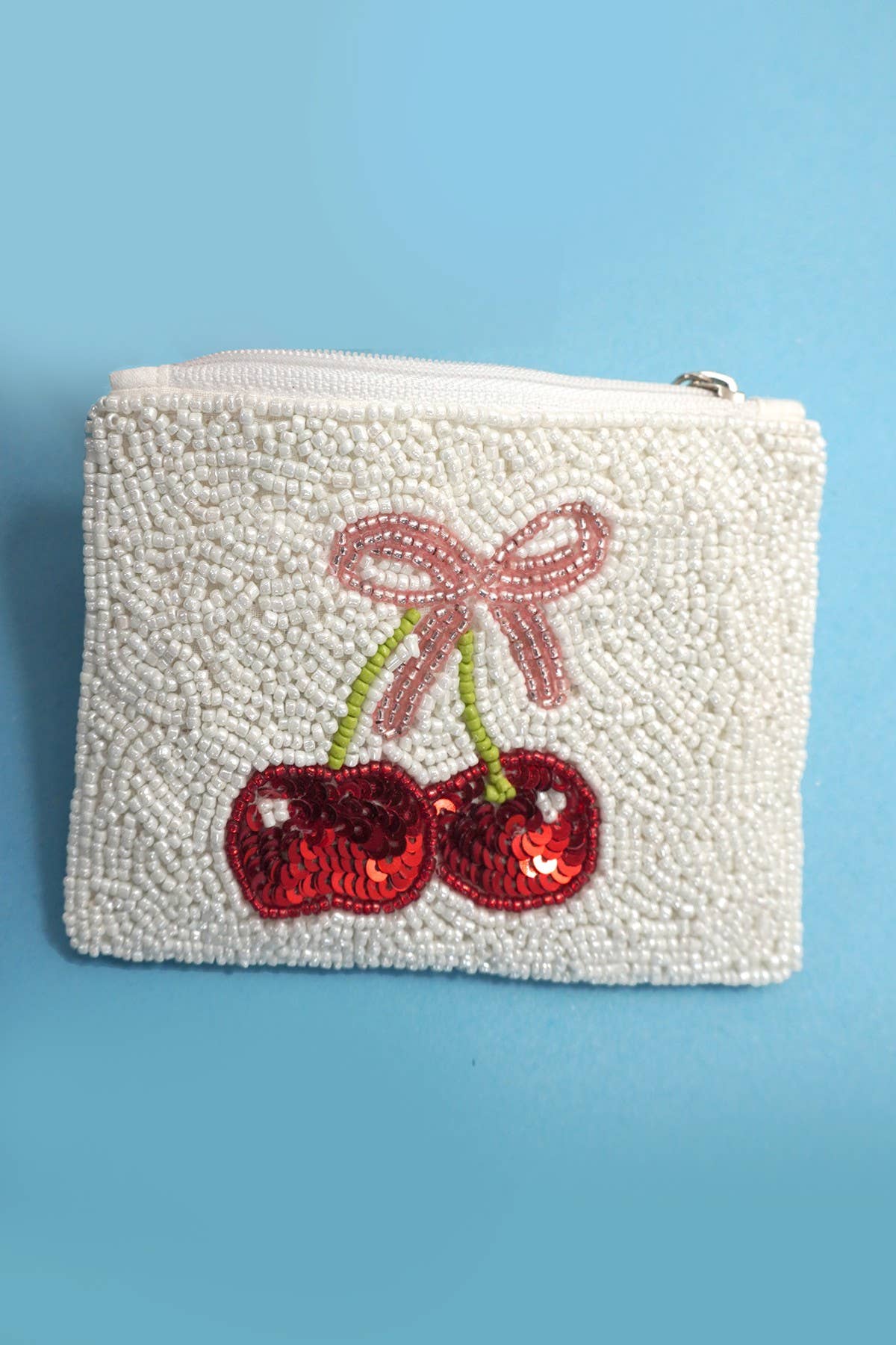 Cherry Beaded Coin Purse