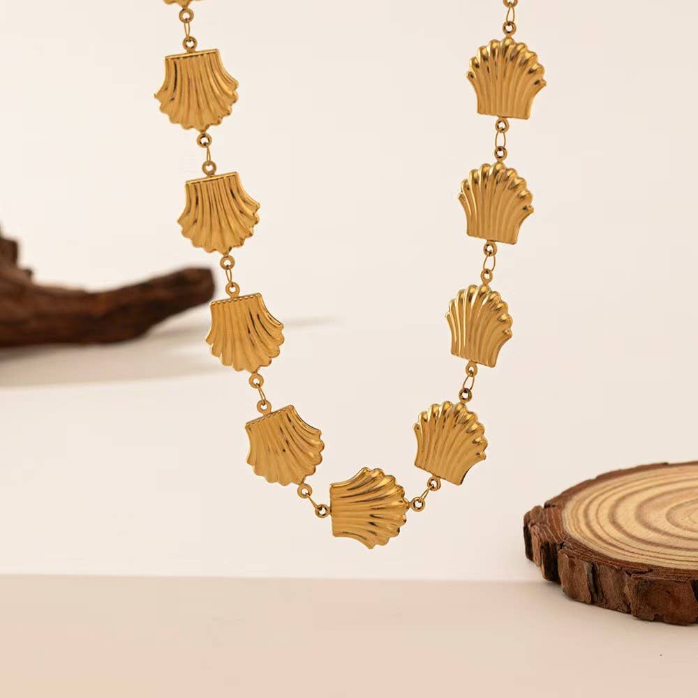 18K STAINLESS STEEL TARNISH FREE SEASHELL NECKLACE| 40NK9581