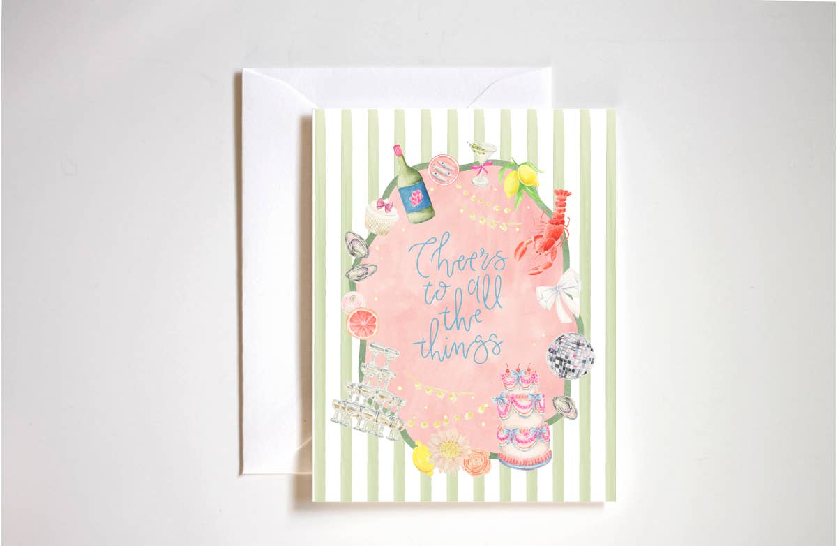 Cheers to all the things, celebration, wedding card