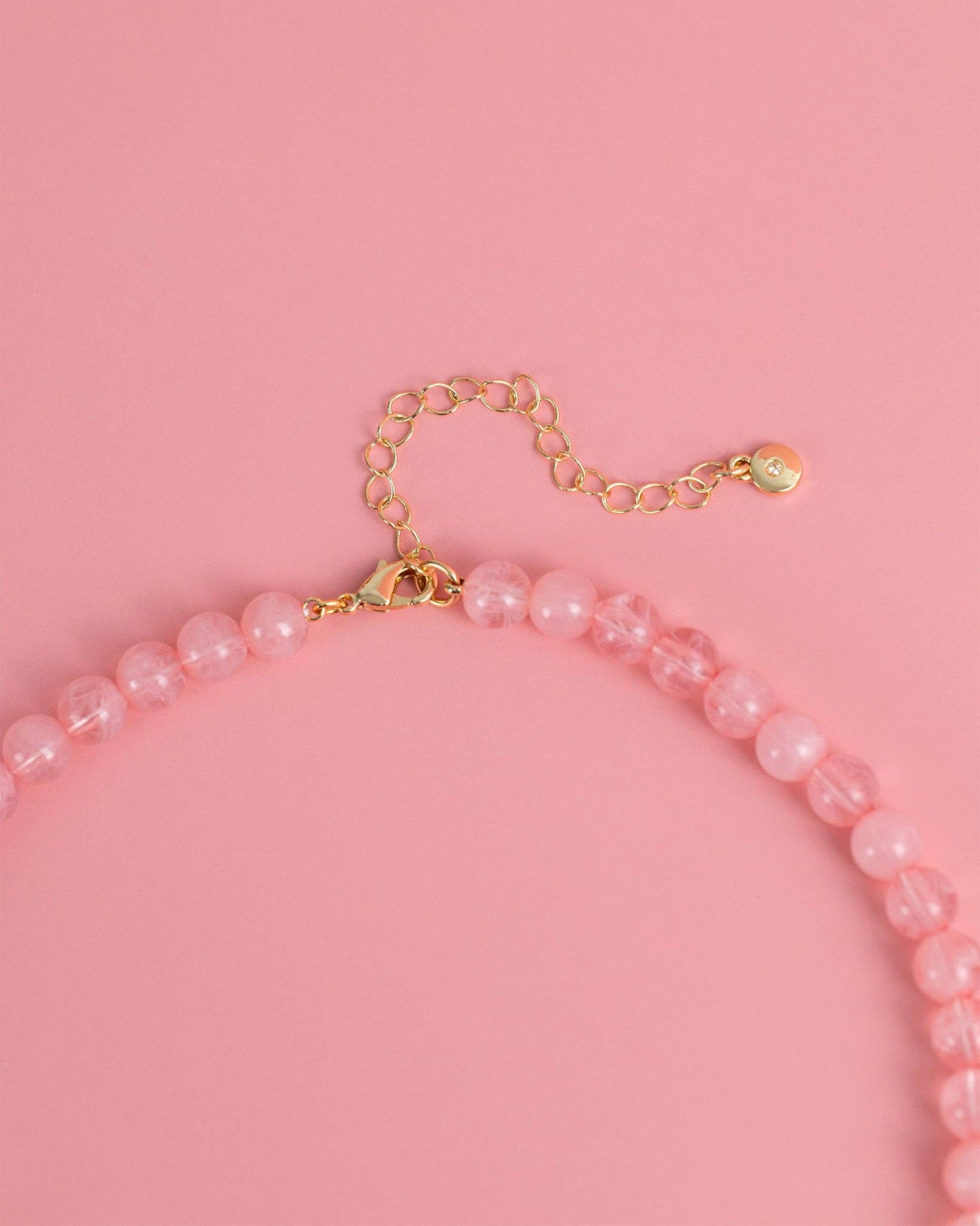 Pink Jade Marbled Valentine Heart Bead Necklace