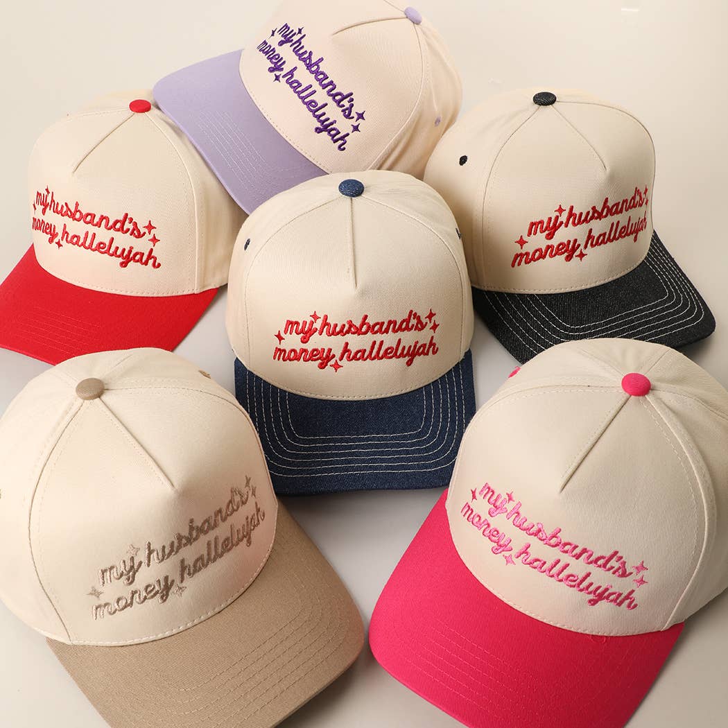 My Husband's Money Hallelujah Two-Tone Trucker Hat