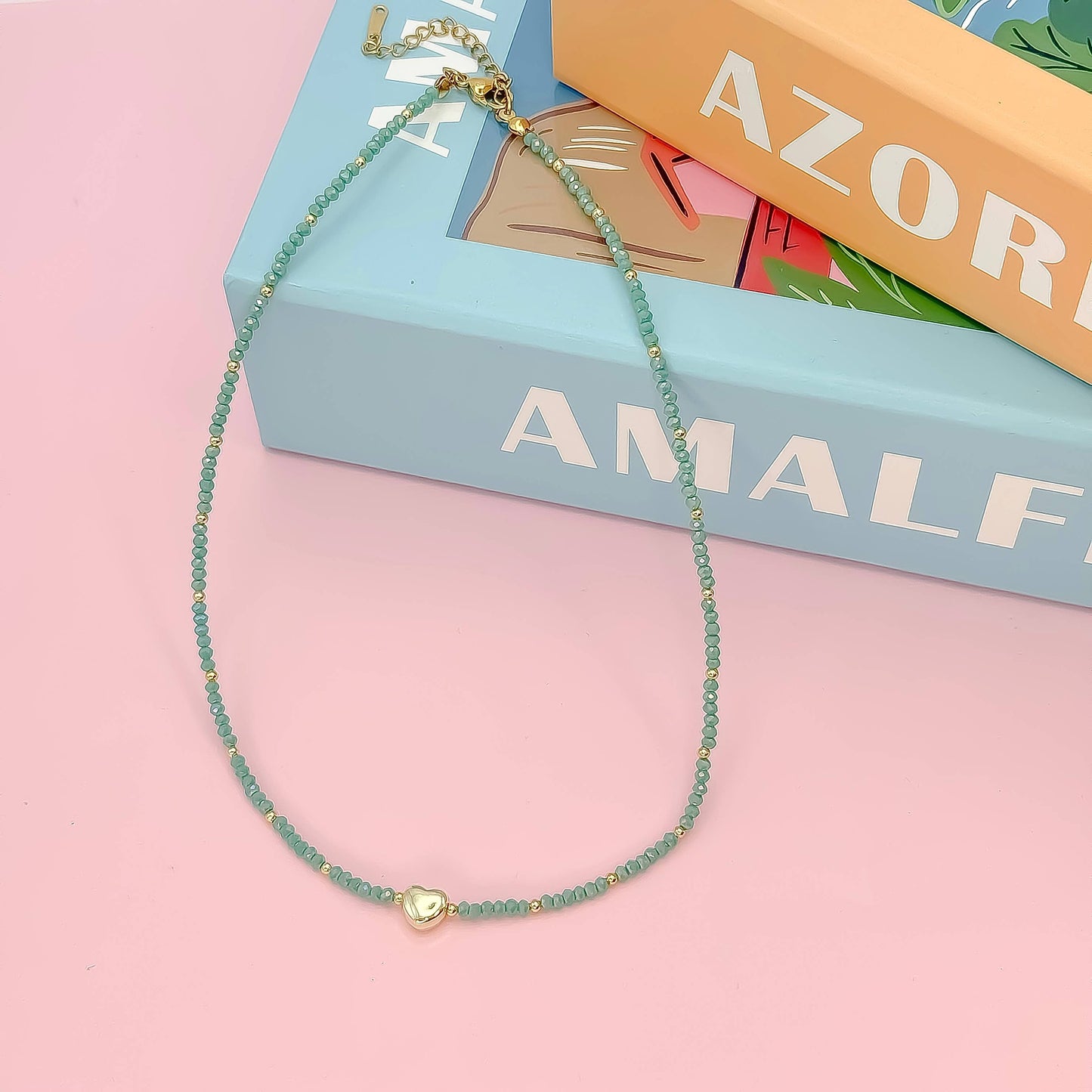  Tiny Gold Heartbeat Necklace 