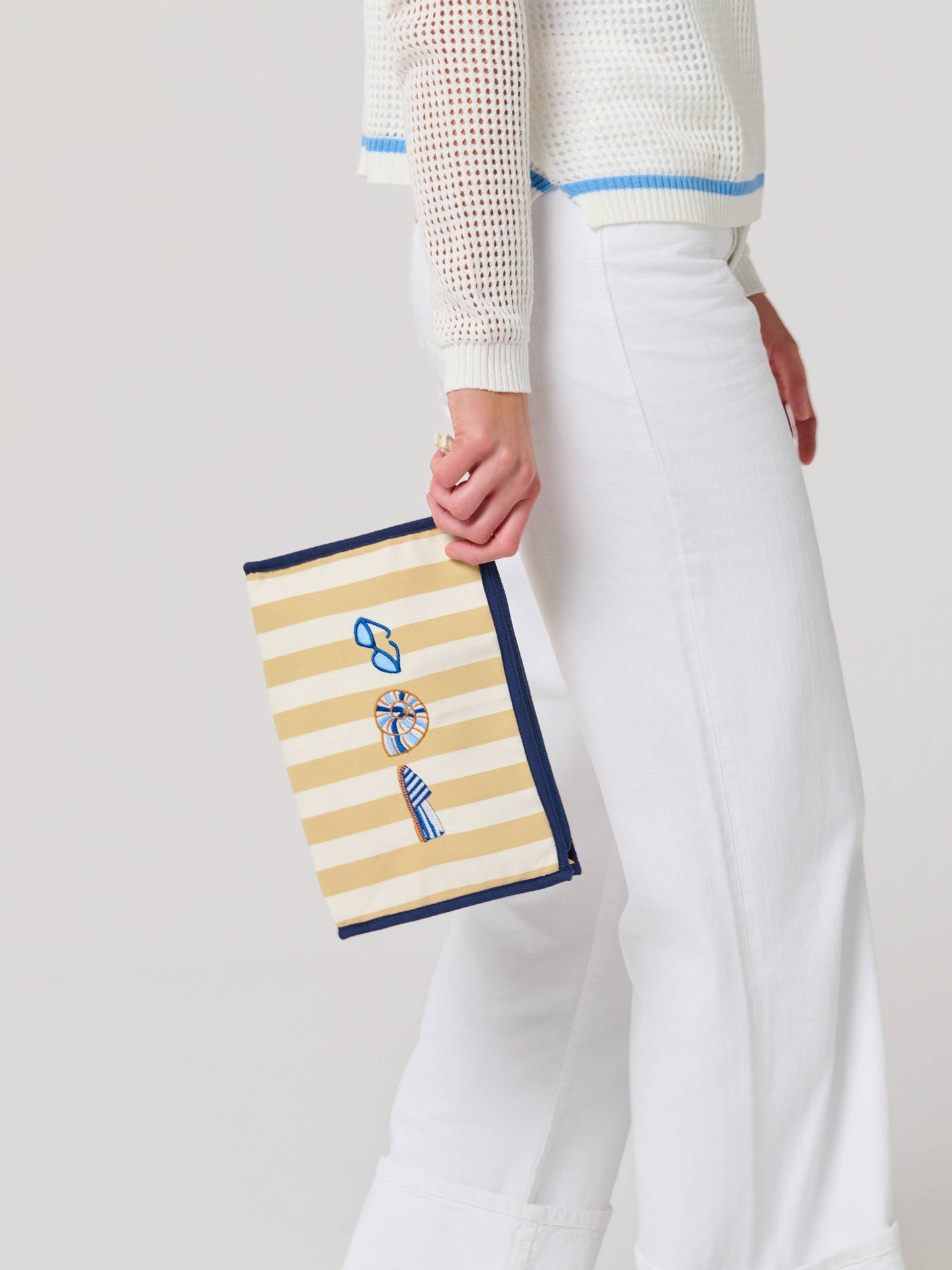 SHELLY ZIP POUCH,NATURAL