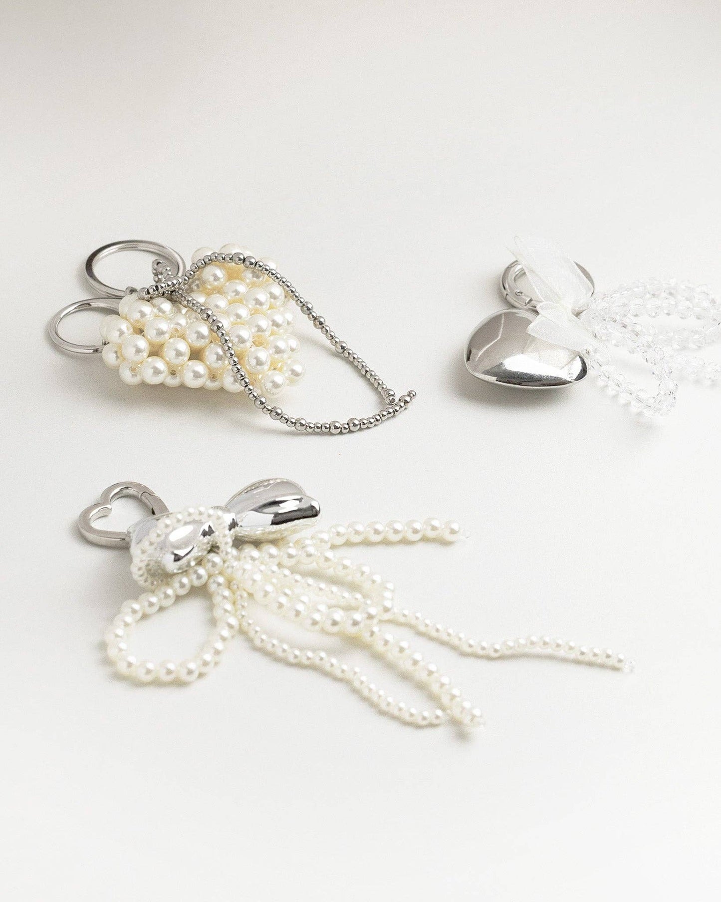 Puffy Bow Acrylic Pearl Bow Drop Bag Charm