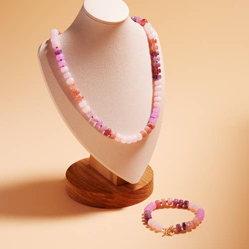 Flat Round Resin Beads Ombre Mixed Short Necklace