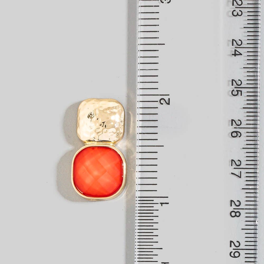 Faceted Square Resin Drop Earrings