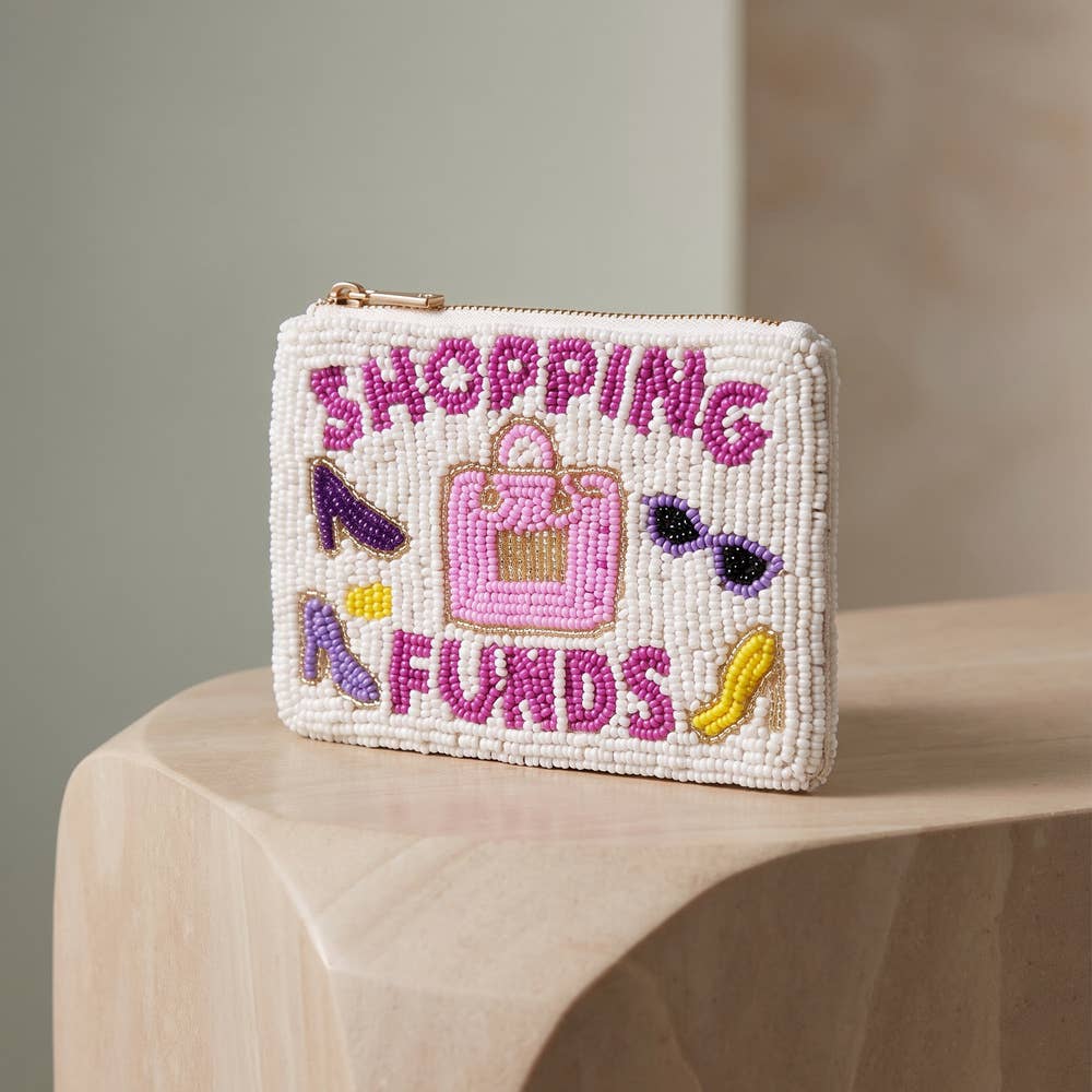 Shopping Funds Heels Beaded Coin Pouch