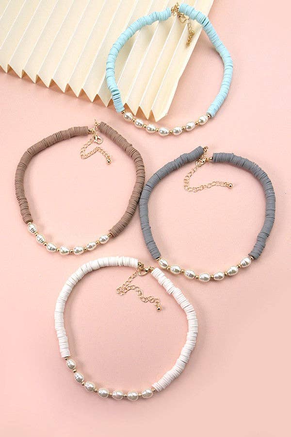 Heishi Disc Bead Pearl Necklace