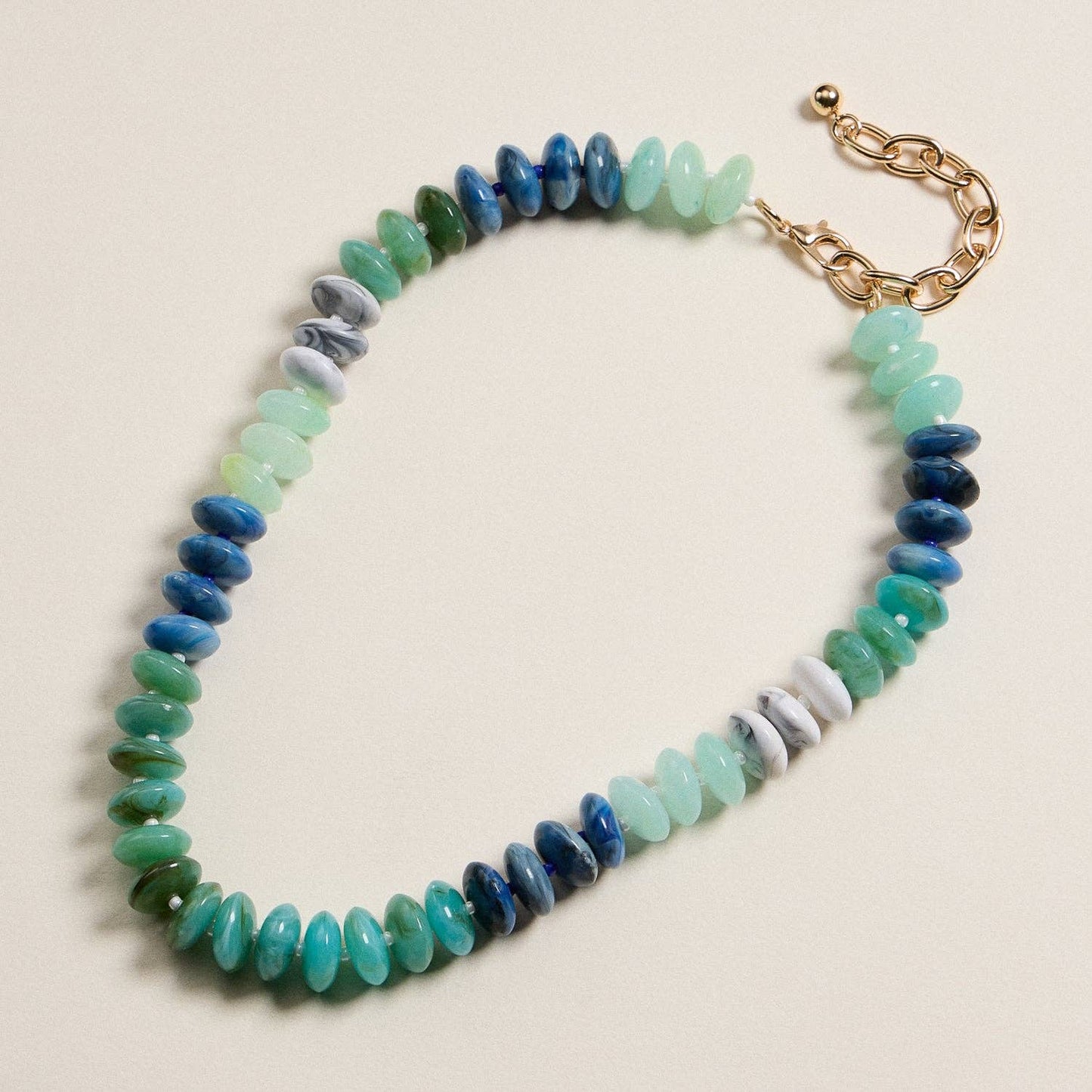 Ombre Resin Bead Necklace with Oval Disk Shapes