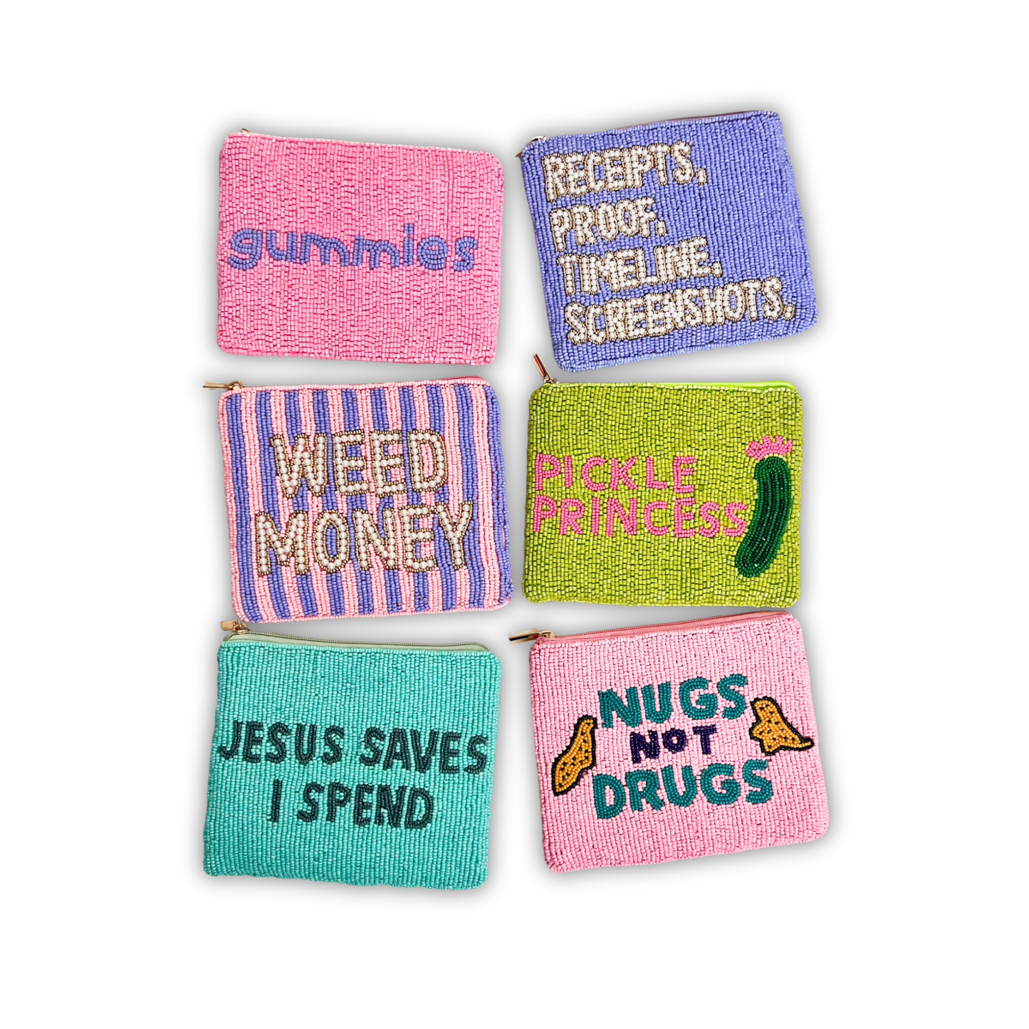 Living Best Life & Get In Loser XL Beaded Coin Purse