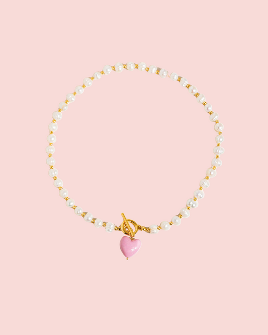 Wren Vintage Natural Pearl Heart Necklace