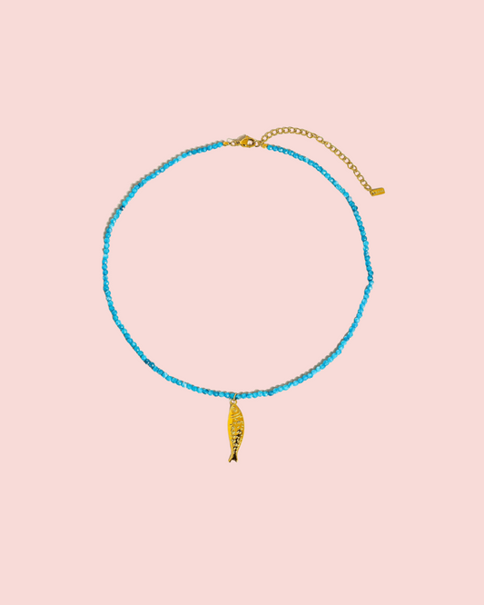 Sasha 18K Gold Non-Tarnish Fish Beaded Necklace