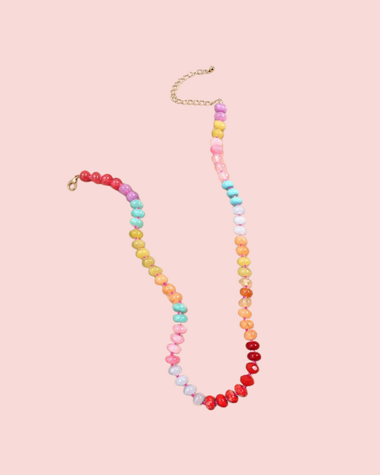 Candy Necklace - NATURAL AGATE GLASS SEMI PRECIOUS BEAD NECKLACE
